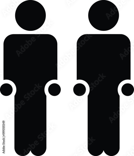 Black of two businessmen with briefcases standing side by side black silhouette