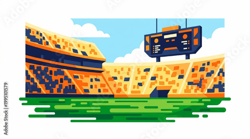 Modern professional stadium exterior vector illustration