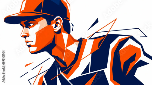 Portrait of a Baseball Player Stylized Illustration