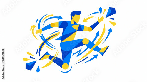 Abstract illustration of a jumping athlete with movement lines