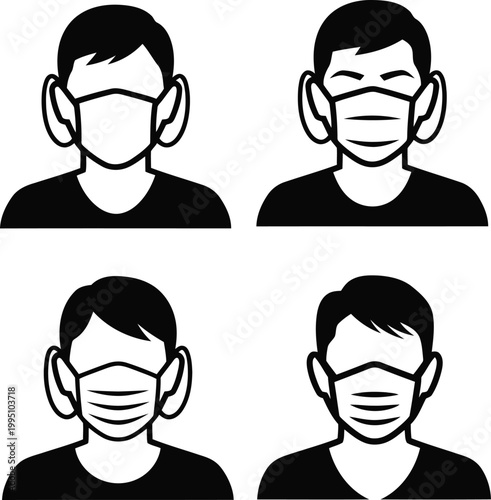 Four black and white of smiling men with glasses smiling man portrait four faces