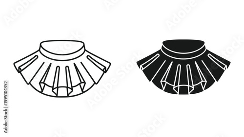Vector illustration of two black and white flange collar designs on white background