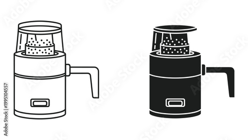 Vector illustration of coffee grinder in black and white on white background