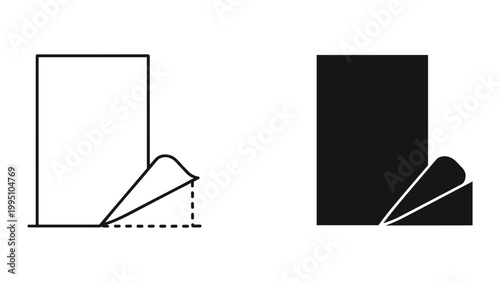 Vector illustration of geometric shapes with lines and curves in black and white