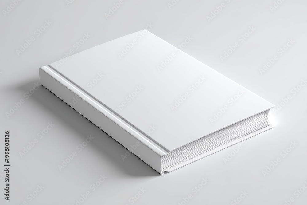 Fototapeta premium Minimalist blank book design: horizontal hardcover with empty cover for branding
