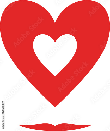 Red heart-shaped symbol with white heart, flat style heart symbol love symbol de