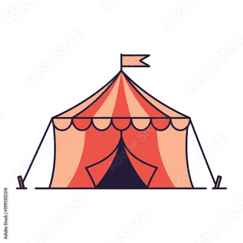 Colorful Circus Tent Illustration with Flag