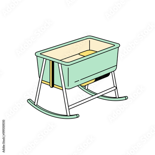 Rocking cradle in minimalist design with pastel colors  