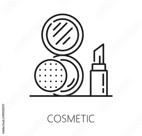 Allergen free icon for non food allergy pictogram of cosmetics, line vector. Cosmetic products icon for non food allergen free products or skin friendly cosmetics without allergy additives tag label