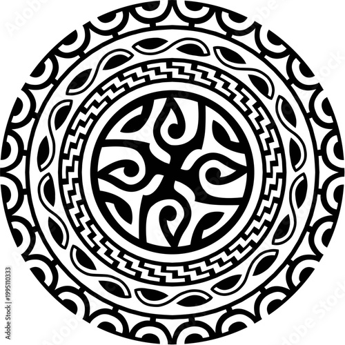 Fotografía Maori sun medallion tribal graphic tattoo or decor