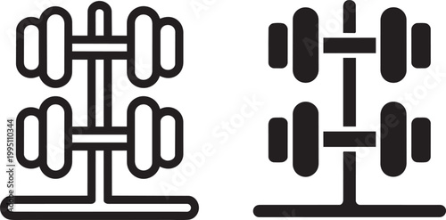 Dumbbell Racks With set of 2 Dumbbells Weight Training Equipment Illustration with fitness equipment gym