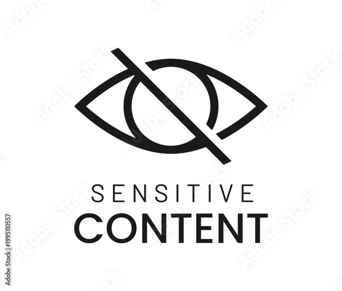 Sensitive content, hidden material icon or pictogram. Sensitive content or data video pictogram, graphic restricted photo warning symbol. Hidden password or media icon