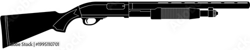Pump action shotgun silhouette caliber twelve vector illustration