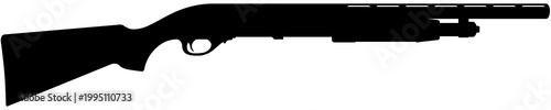 Pump action shotgun silhouette caliber twelve vector illustration