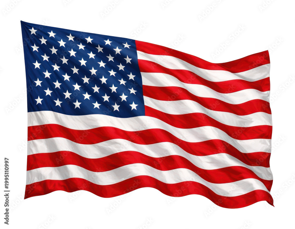 Fototapeta premium PNG Waving American flag illustration.