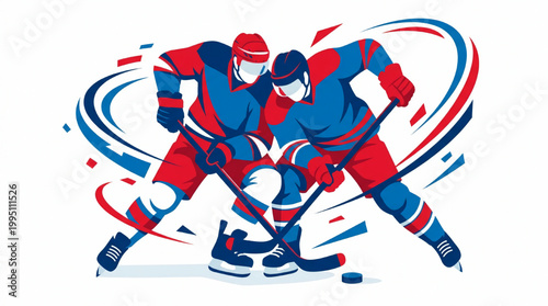 Dynamic ice hockey players in action motion graphic