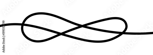 Line curve cable with squiggle abstract drawing for tangle wavy thread. Curvy black pattern with squiggly long wire for continuous doodle vector. Rope design line with marine squiggle knot.