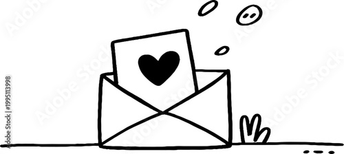 Envelope containing heart card placed on flat surface