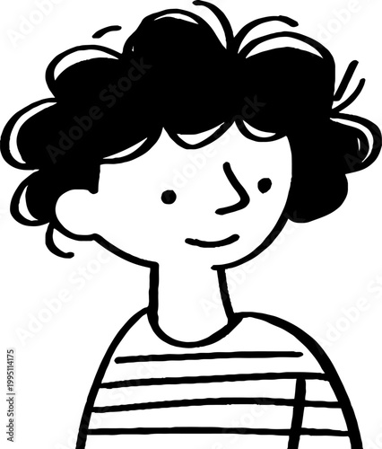 Childlike person smiling wearing striped shirt portrait