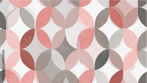 Seamless pattern with geometric shapes and linen texture. Abstract flowing pattern having soft pink and grey colors with a subtle fabric texture