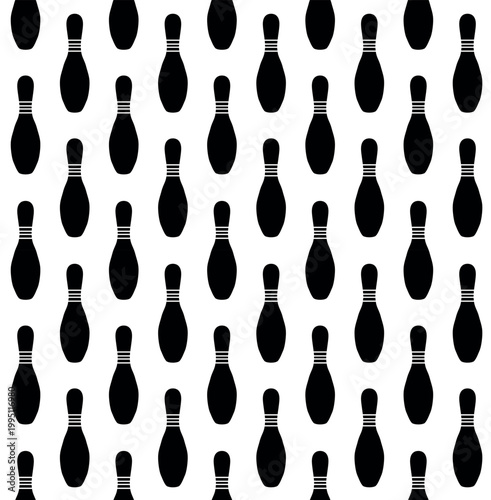 фотографія Vector seamless pattern of flat outline bowling skittle isolated on white backgr