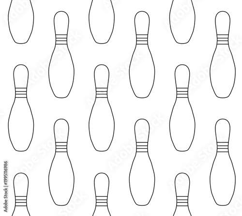 Fotografija Vector seamless pattern of flat outline bowling skittle isolated on white backgr