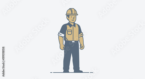 Construction Worker Standing with Hard Hat and Safety Vest, Industry Professional