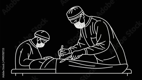 Surgeons performing surgery on a patient in a hospital setting with precision