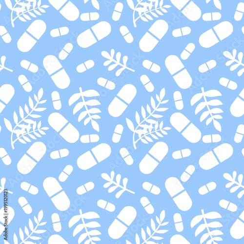 Medicine seamless pills pattern for wrapping paper and doctor clothes and packaging and medical accessories