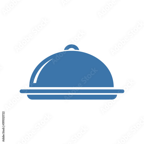 Blue Cloche Food Serving Dish Icon Vector