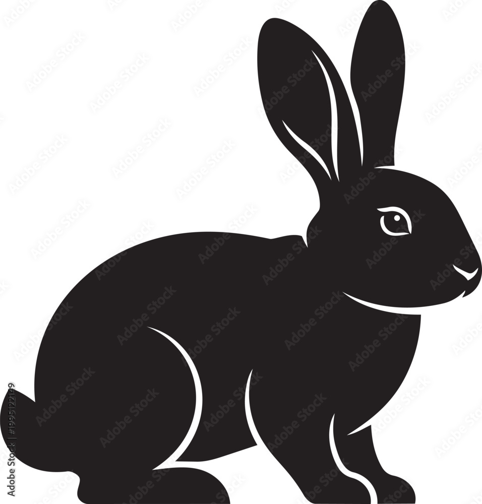 Obraz premium Black silhouette of a rabbit simple vector illustration for Easter or nature themes isolated on a white background