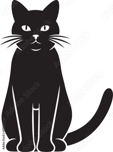 Black cat silhouette simple vector illustration for pet care Halloween or superstition concepts isolated on white background