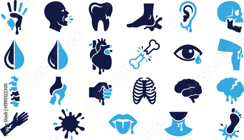 Medical and health care symbols icons graphic design elements abstract illustration.