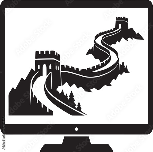 Foto Chinese Great Wall Landmark Television Silhouettes