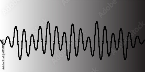 Black musical sound waves. Audio frequencies, musical impulses, electronic radio signals, radio wave curves.