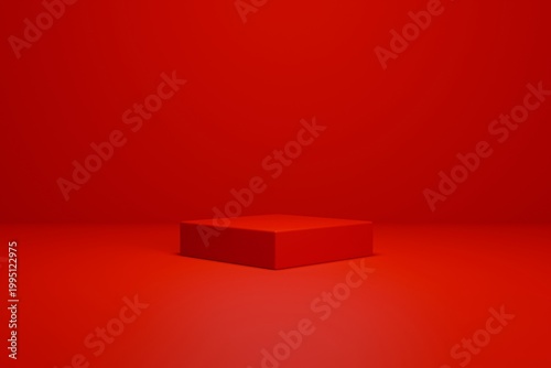 Картината върху платно Red square podium 3D minimal pedestal for product display on clean background