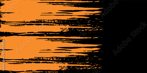 orange black brush Car sticker wrap pattern banner abstract sporty lines black orange color combination grunge brush modern pattern racing motorsport vector design.