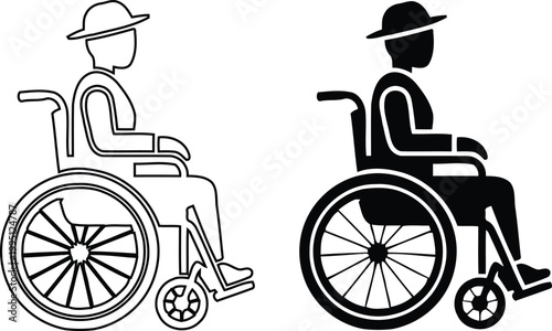 Black and white silhouette of a person in a wheelchair representing accessibility and disability awareness