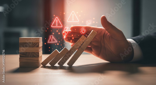A conceptual risk control graphic illustrating crisis prevention, operational stability, strategic protection, problem interception, and safeguarding organizational processes from disruptions
