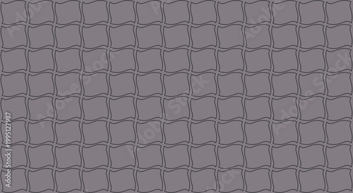 Gray seamless pattern with repeating wavy lines and rectangular shapes in a grid