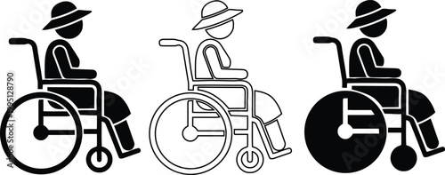 Black silhouette icons of people in wheelchairs accessibility and inclusivity representation