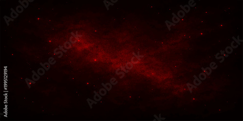 A mesmerizing cosmic panorama unfolds, showcasing a vibrant display of celestial nebulas illuminated in fiery crimson hues.