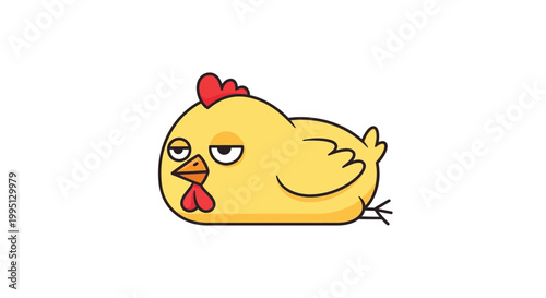 Cute Cartoon Angry Yellow Chicken Face.