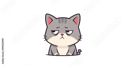 Cute gray cartoon cat face.