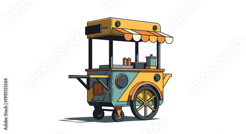 Colorful Street Food Cart Illustration.