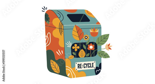Recycle Bin with Colorful Pattern Design.