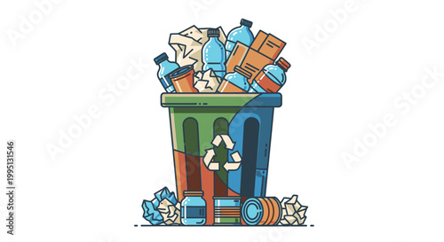 Colorful illustration of a trash can.
