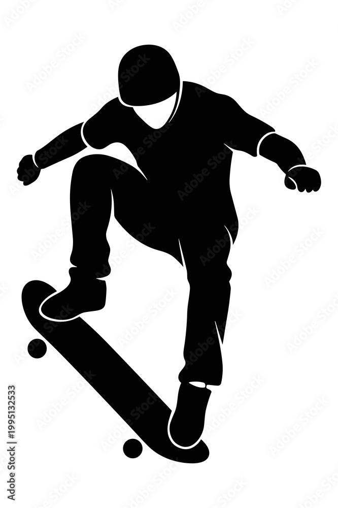 Fototapeta premium Dynamic Vector Illustration of an Active Skateboarder Performing an Extreme Trick