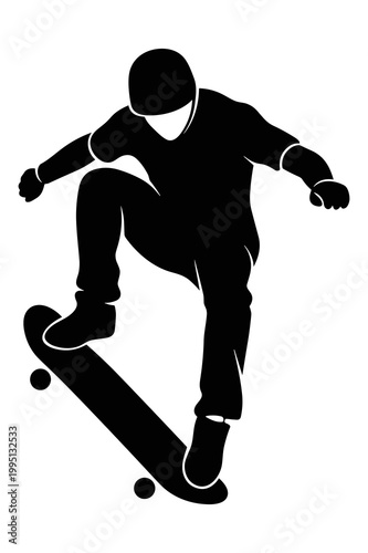 Photos Dynamic Vector Illustration of an Active Skateboarder Performing an Extreme Tric