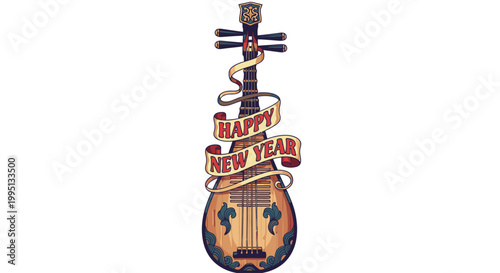 Happy New Year Guitar Decoration.
